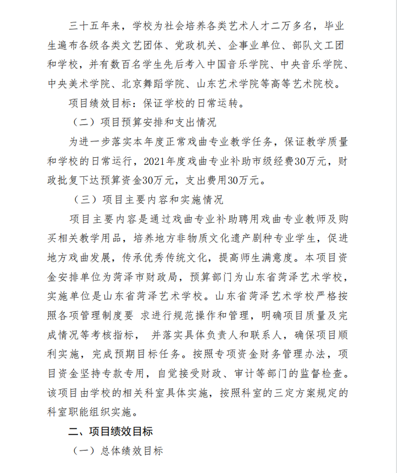 2021年度山东省菏泽艺术学校本级决算
